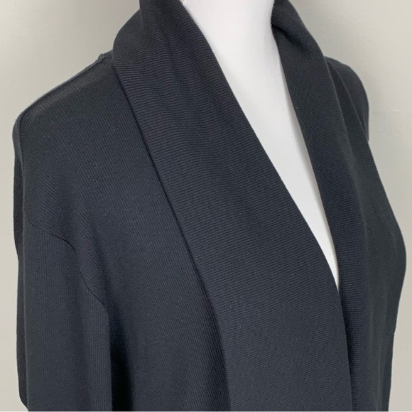 Athleta Women M Pranayama Restore Wrap Cardigan Black Rib Knit Athleisure Pocket - Picture 2 of 13